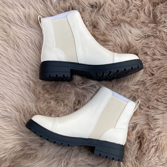 ZBY Lug Sole Ankle Boots Pull on Chunky Chelsea Combat Platform - Picture 5 of 11